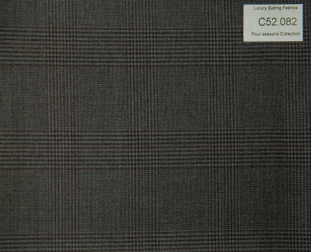 C52.082 Kevinlli Four Season Colletion - Vải 50% Wool - Xám đen Caro